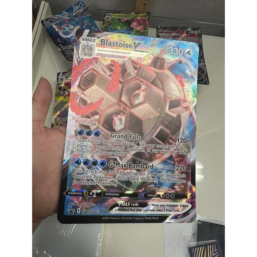 Lot of 8 JUMBO pokemon cards damaged‎ condition Blastoise VMAX SWSH103 vaporeon